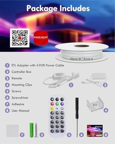 COB RGB+IC LED Neon Rope Light - 24V, Waterproof, 32.8ft — LED Strip Lights, Shine Decor