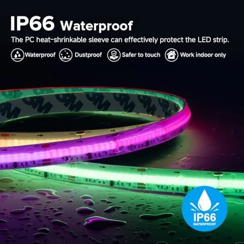 IP66 RGB Addressable LED Strip - 864 LEDs/m, Color Chasing, 16.4ft — LED Strip Lights, BTF-LIGHTING