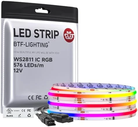 IP66 RGB Addressable LED Strip - 864 LEDs/m, Color Chasing, 16.4ft — LED Strip Lights, BTF-LIGHTING