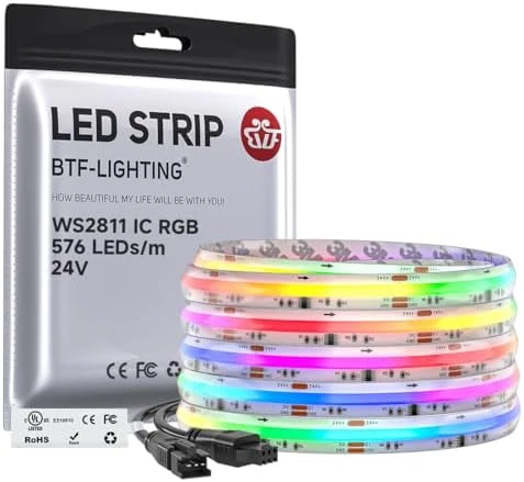 IP66 RGB Addressable LED Strip - 864 LEDs/m, Color Chasing, 16.4ft — LED Strip Lights, BTF-LIGHTING