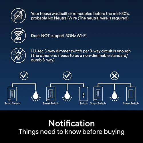 Smart 3 Way Dimmer Switch — Smart Switch, U-tec