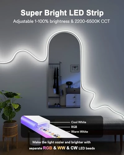 Smart RGBAICW Neon Rope Light 9.8ft — LED Strip Lights, Lumary