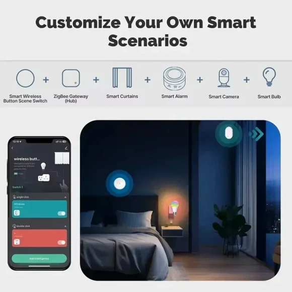 Zigbee Scene Button Switch — Smart Button Pusher, Tuya