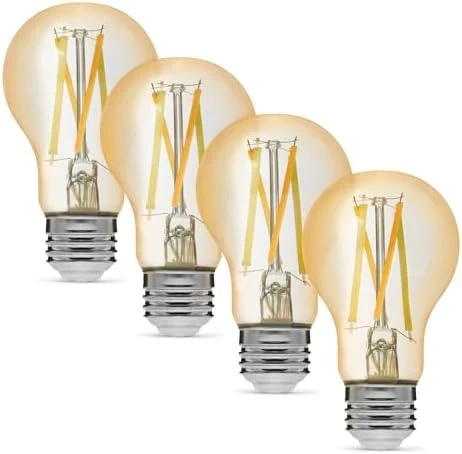 Smart Filament LED Bulb (Tunable White, Dimmable, Works with Alexa, 4-Pack) — Smart Light Bulb, Amazon Basics