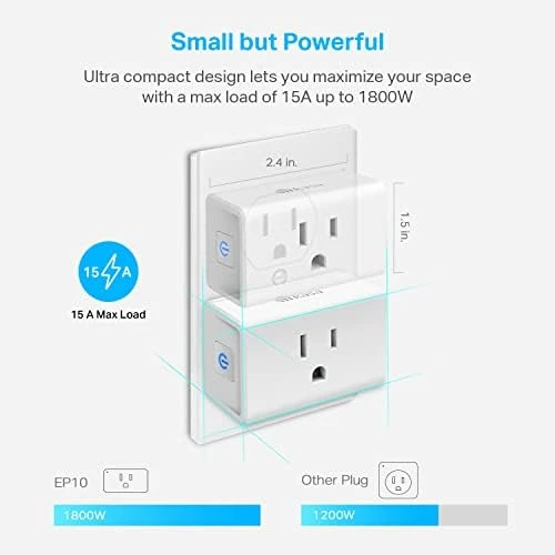 Smart Plug Ultra Mini 15A, 2-Pack — Smart Plug, Kasa