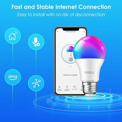 Smart WiFi & Bluetooth Color Changing Light Bulb with Music Sync — Smart Light Bulb, OHLUX