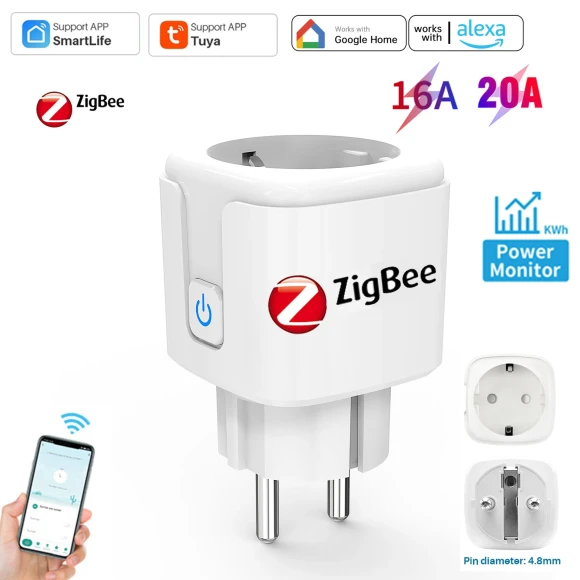 Smart Zigbee Power Plug with Energy Meter — Smart Plug, Tuya