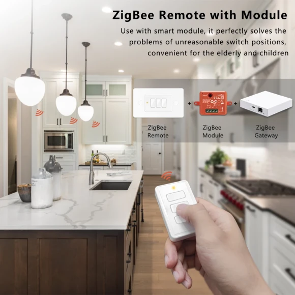 ZigBee 3.0 Wireless 13-Type Push Button Remote Controller — Smart Button Pusher, LoraTap
