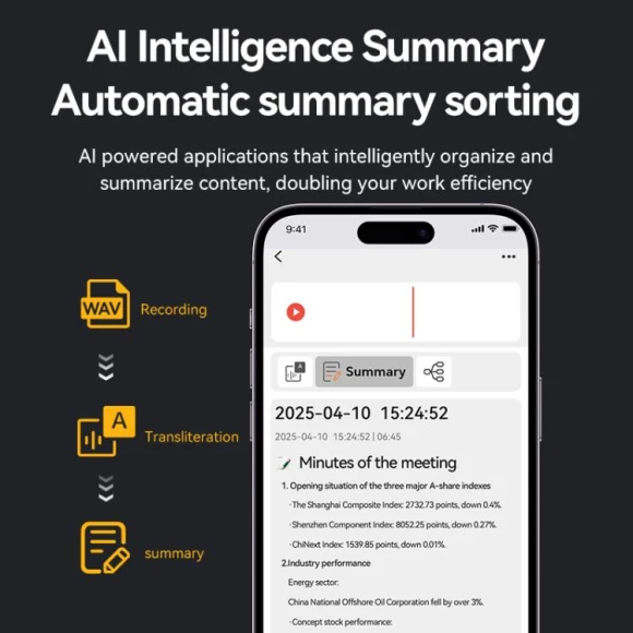 Ultra-thin AI Smart Voice Recorder (8GB) — Translator Device