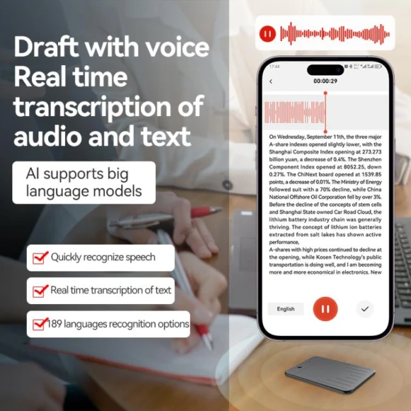 Ultra-thin AI Smart Voice Recorder (8GB) — Translator Device