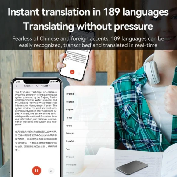 Ultra-thin AI Smart Voice Recorder — Translator Device