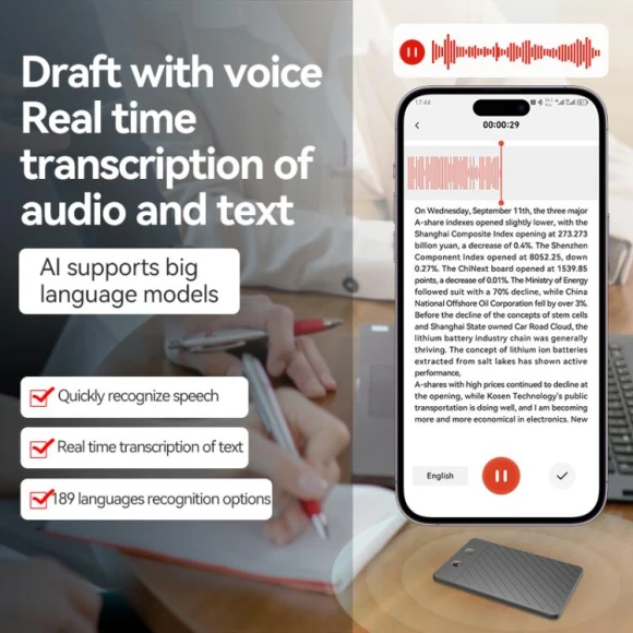 Ultra-thin AI Smart Voice Recorder — Translator Device