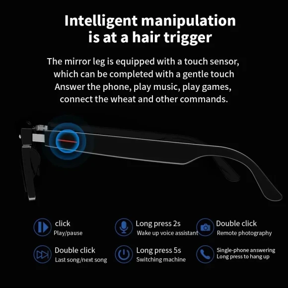 Smart Glasses with Blue-Light-Filtering Polarized Sunglass Lenses — Smart Glasses, VIKEFON