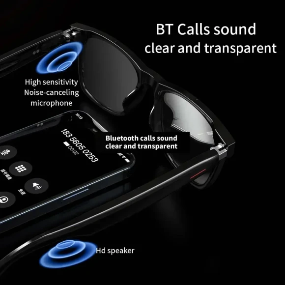 Smart Glasses with Blue-Light-Filtering Polarized Sunglass Lenses — Smart Glasses, VIKEFON