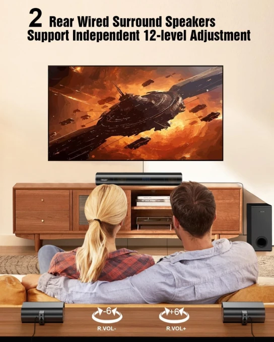 Sound Bar with Subwoofer and 2 Rear Speakers — Sound Bar, Hiwill
