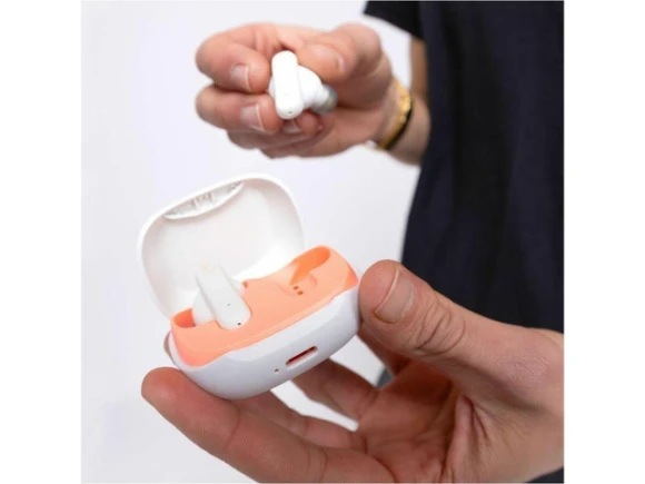 In-ear wireless earbuds — Bone/Orange Glow — Wireless Earbuds, Skullcandy
