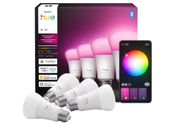 LED smart bulbs, White & Color Ambiance, 4-pack — Smart Light Bulb, Philips