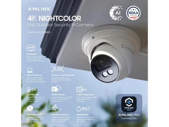 4K/8MP IP PoE Surveillance Camera — Security Camera, AMLINK
