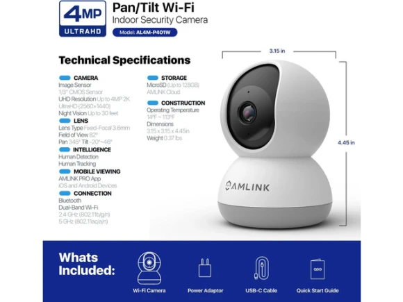 4MP Indoor WiFi IP Camera — Security Camera, AMLINK