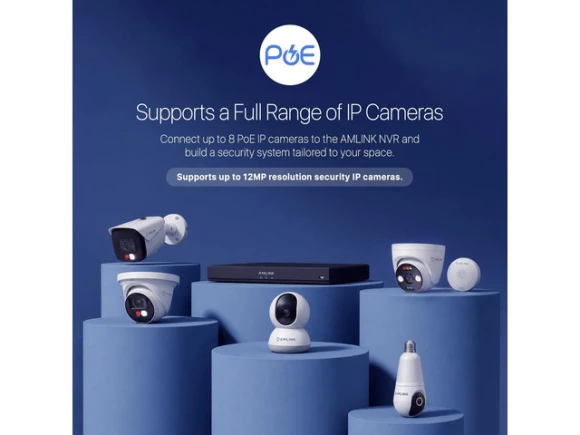 8-Channel Network Video Recorder with 8-Port PoE — Security Monitoring, AMLINK
