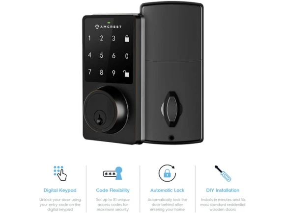 Smart Lock with Digital Keypad and Single-Cylinder Deadbolt — Smart Lock, Amcrest