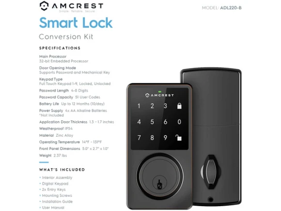 Smart Lock with Digital Keypad and Single-Cylinder Deadbolt — Smart Lock, Amcrest