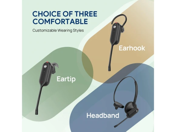 Convertible DECT Wireless Headset — Wireless Earbuds, Yealink