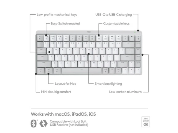 Wireless illuminated mechanical keyboard — Bluetooth Keyboard, Logitech