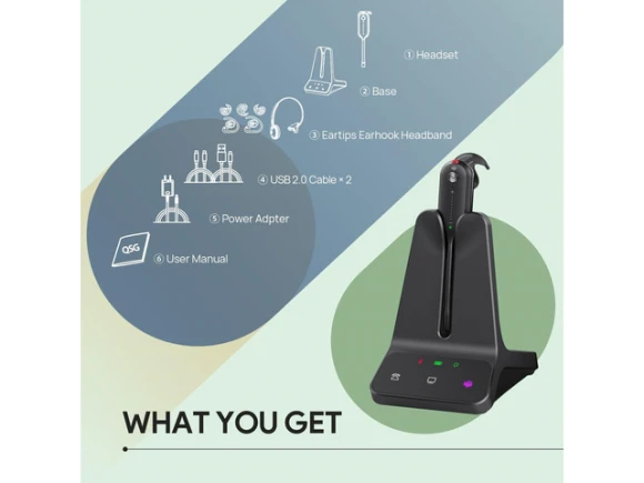 Convertible DECT Wireless Headset — Wireless Earbuds, Yealink