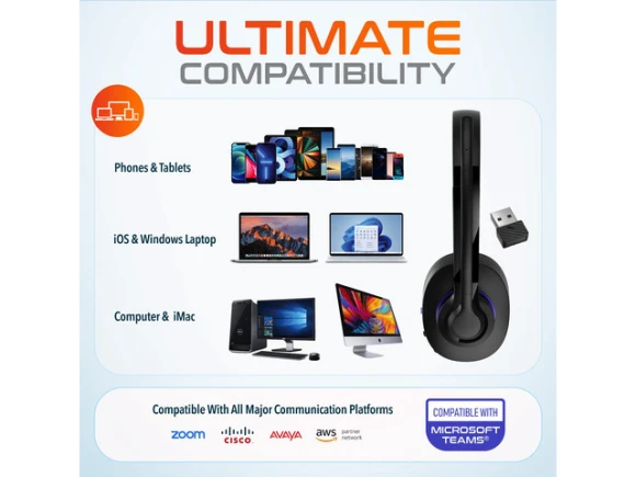 Wireless Computer Headset — Wireless Earbuds, Delton