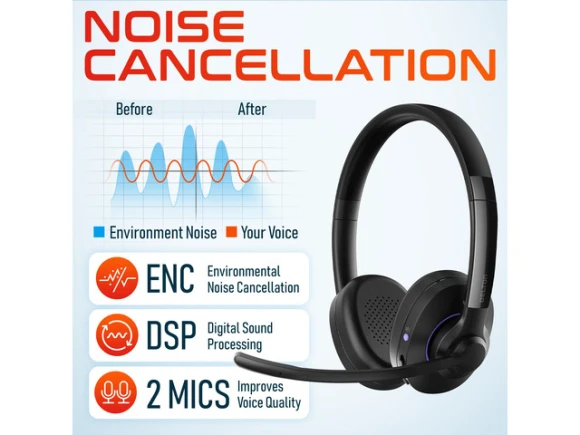 Wireless Computer Headset — Wireless Earbuds, Delton