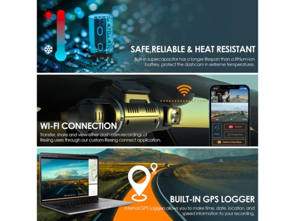 3-Channel Dash Camera — Dash Cam, Rexing