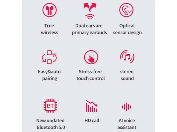 Bluetooth Earphone, Black — Wireless Earbuds, Fineblue
