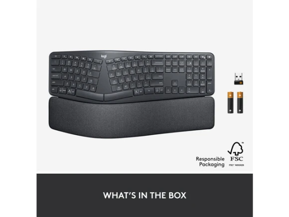 Wireless Ergonomic Keyboard, Black — Bluetooth Keyboard, Logitech