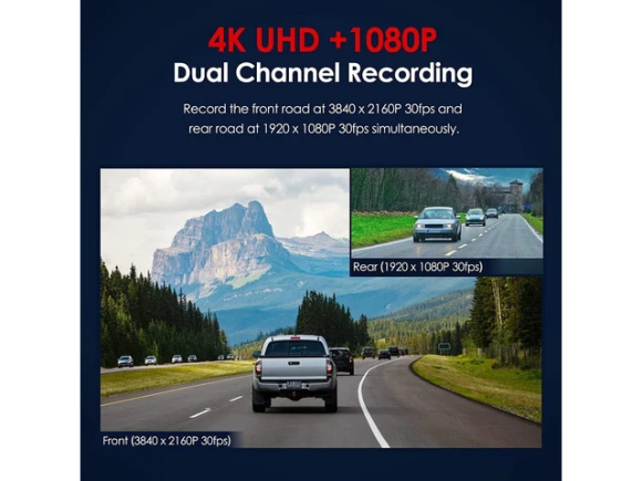 4K Front and 1080P Rear Dual Dash Camera — Dash Cam, VIOFO