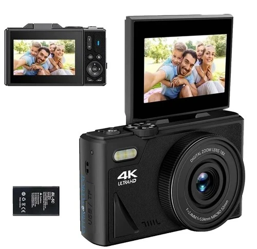 4K Digital Camera for Photography Autofocus with 180° Flip Screen, Duluvulu