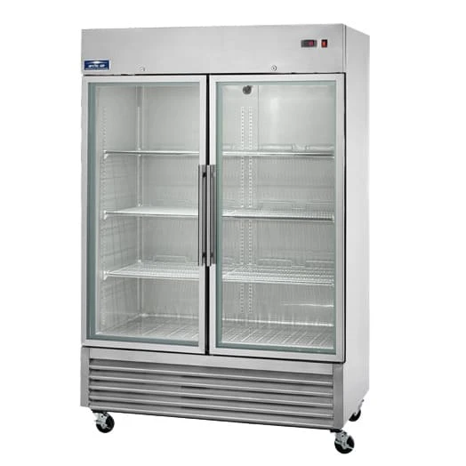 Two Door Glass Reach-In Refrigerator, 49 cu. ft, Stainless Steel, Arctic Air