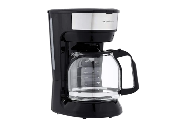 12-Cup Coffee Maker with Reusable Filter, Black & Stainless Steel, Amazon Basics