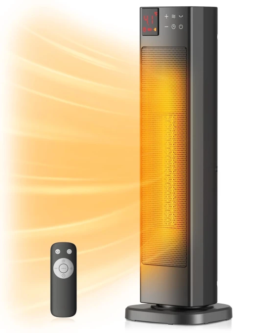 Space Heater Indoor With Oscillation & Remote, Portable With Thermostat & Timer, Ceramic Desk for Bedroom Home Office, PELONIS