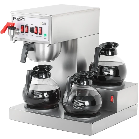 12 Cup Commercial Drip Coffee Maker with Auto Filling and Hot Water Dispenser, NUPANT