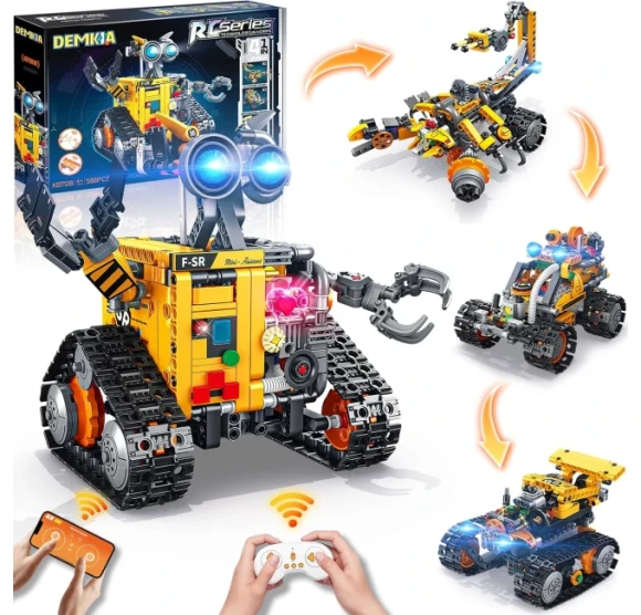 4-in-1 Remote & APP Controlled RC Wall Robotics Kit STEM Toys — Coding Robot, Demkia