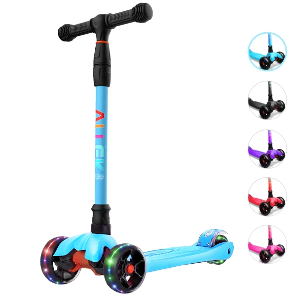 Kick Scooter with Light-Up Wheels and Adjustable Heights, Allek