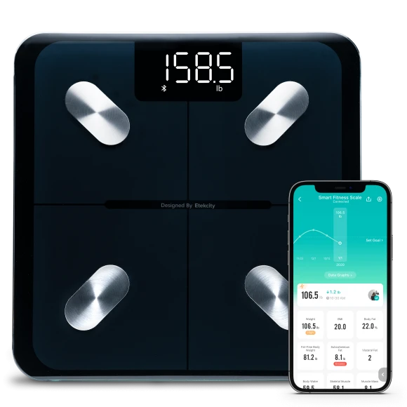 Smart Scale for Body Weight with BMI, Body Fat, Muscle Mass, Bluetooth Sync — Smart Scale, Etekcity