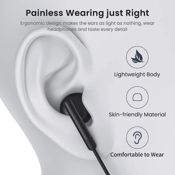 USB C Headphones with Microphone and Volume Control — Wireless Earbuds, BENEWY