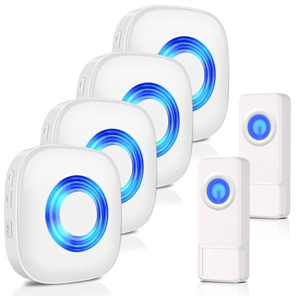 Waterproof Wireless Doorbell Kit with 1300-ft Range, 58 Melodies, LED Flash, PHYSEN