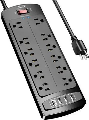 WiFi Surge Protector with Smart Outlets and USB Ports
