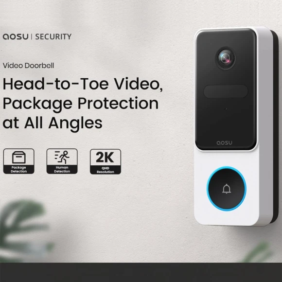 Wireless Video Doorbell Camera with Head-to-Toe View, No Monthly Fees — Video Doorbell, AOSU