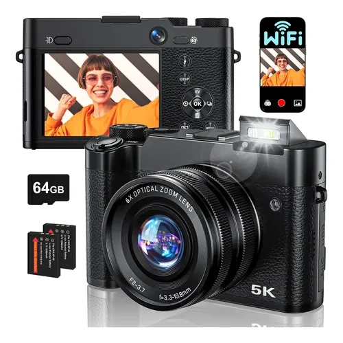 5K Digital Camera with WiFi and Dual Lens, ToAuite