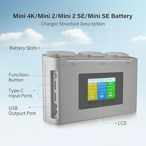 Two-Way Charging Hub with Display and Two Intelligent Batteries, Aovee