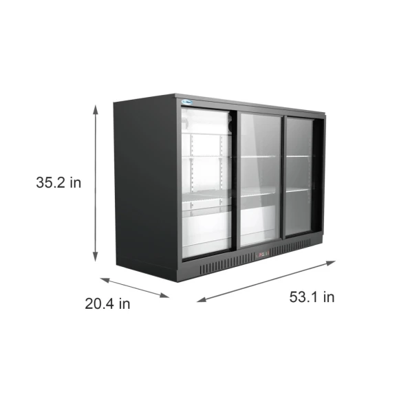 Commercial Refrigerator with Triple Sliding Door, KoolMore